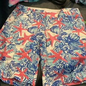 Lilly Pulitzer Blue and Pink Starfish Women's Chipper Shorts, New